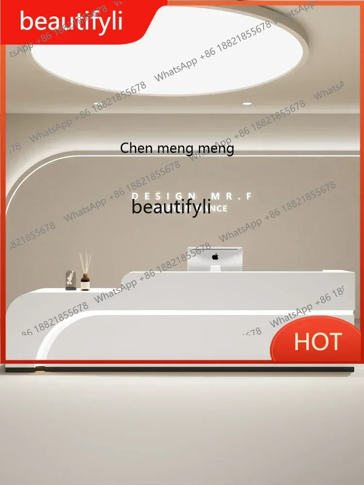 

G8578 Simple checkout page paint curved clothing store beauty salon front desk company reception desk