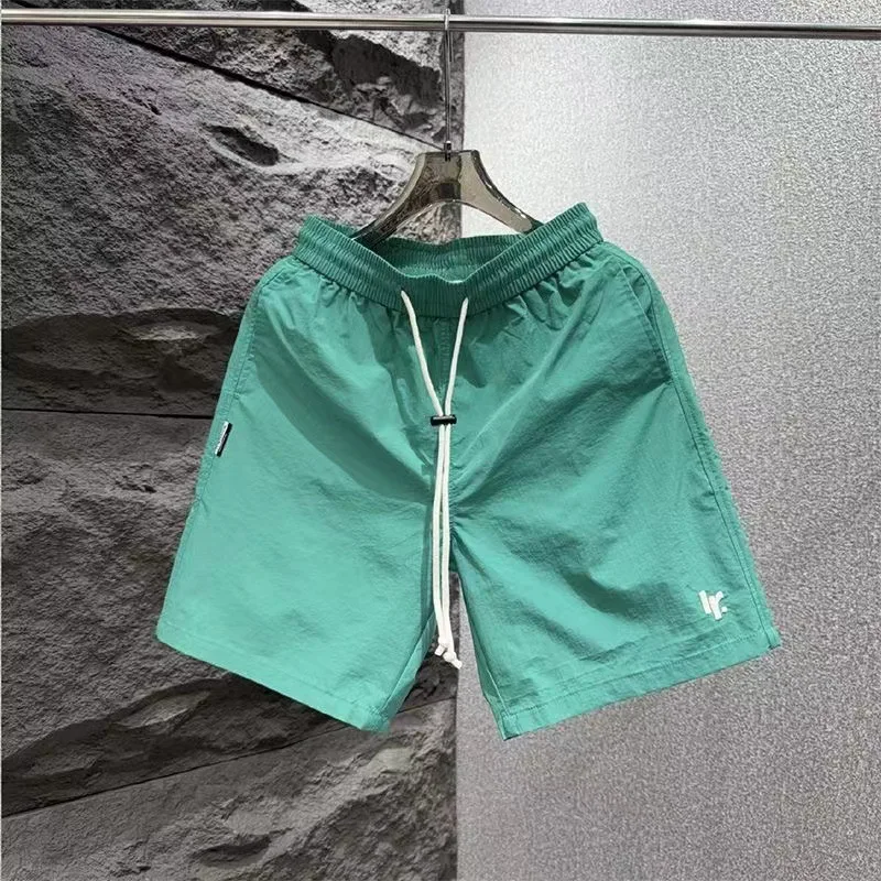 Summer Trendy Candy Color Quick-Drying Shorts Men's Korean-Style Straight Beach Shorts Simple Solid Color Five Pants