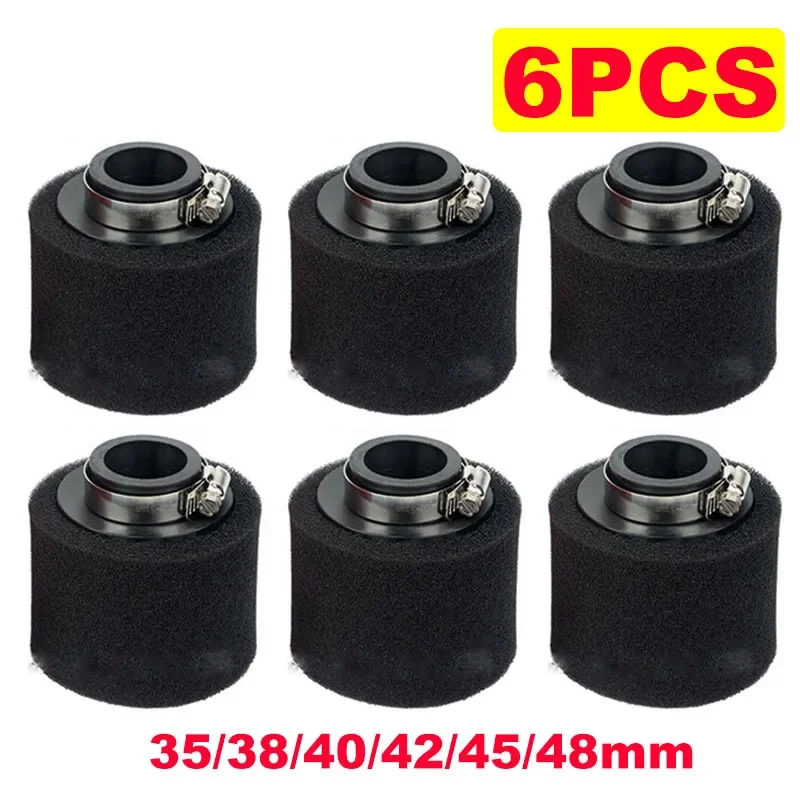 35/38/40/42/45/48mm 6PCS Straight Neck Foam Air Filter Sponge Cleaner Clamp-on Moped Scooter 110/125/150/250cc Dirt Pit Bike