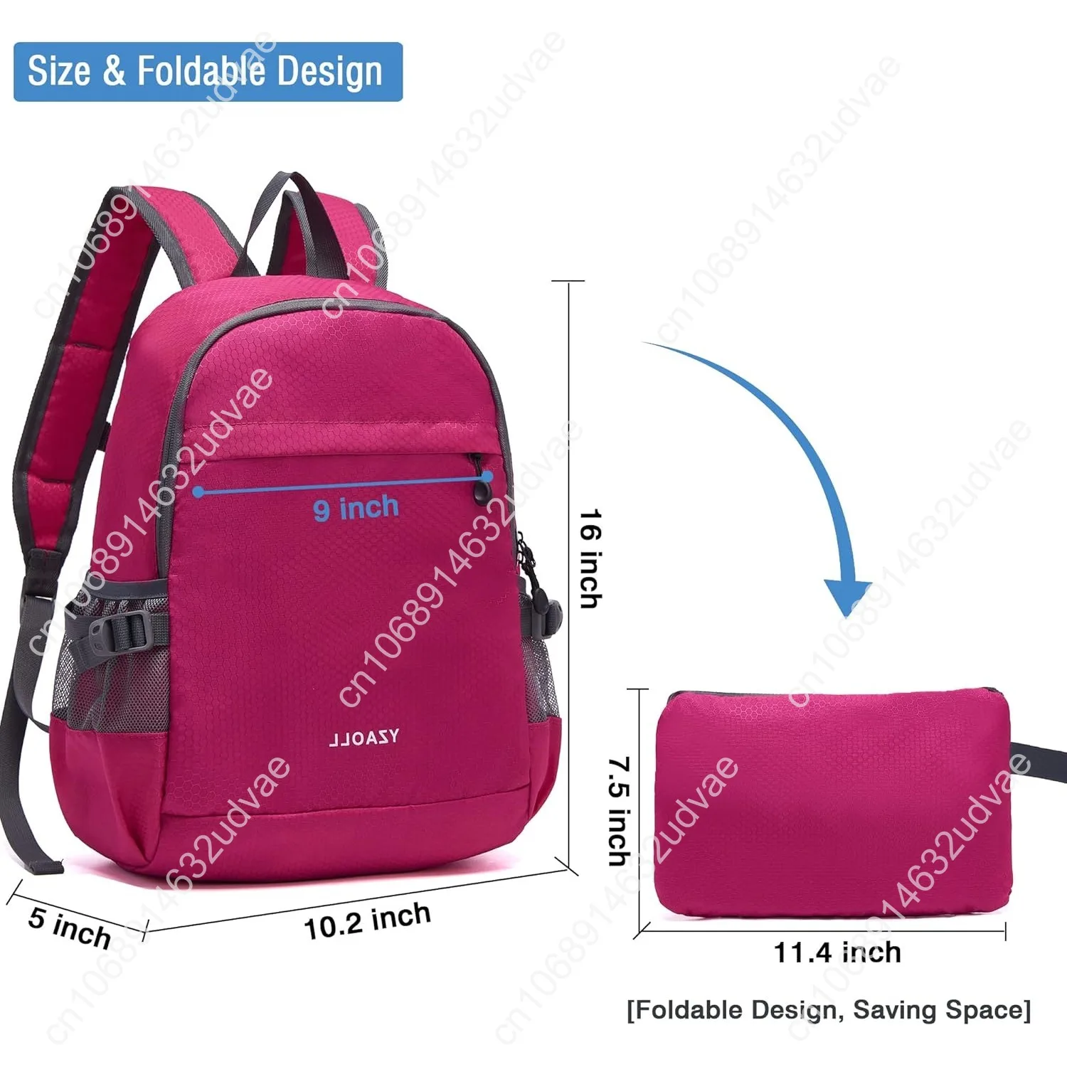 YZAOLL Small Lightweight Packable Hiking Backpack, 20L Hiking Backpack Day Pack for Women Men Travel Camping Vacation,Rose