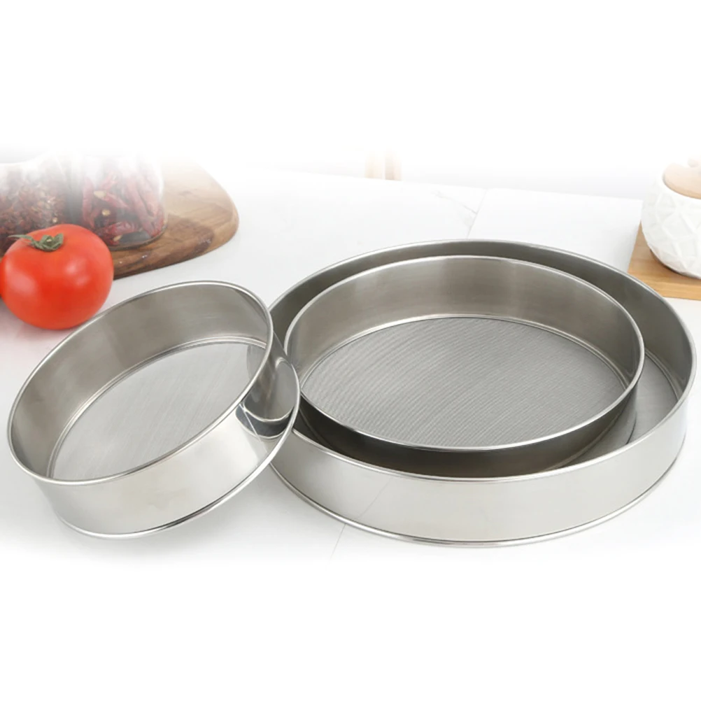 

3 Pcs Bread Flour Sieve Fine Mesh for Cooking Thicken Powder Sifter Metal Baking Silver Sifting Strainer Stainless Steel