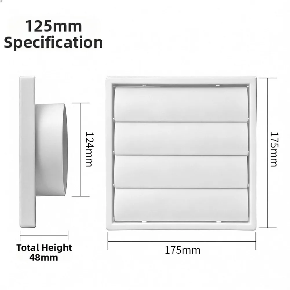 White External Gravity-Operated Vent Cover for Garage Wall Attic and Kitchen Ventilation Plastic Louvered Design