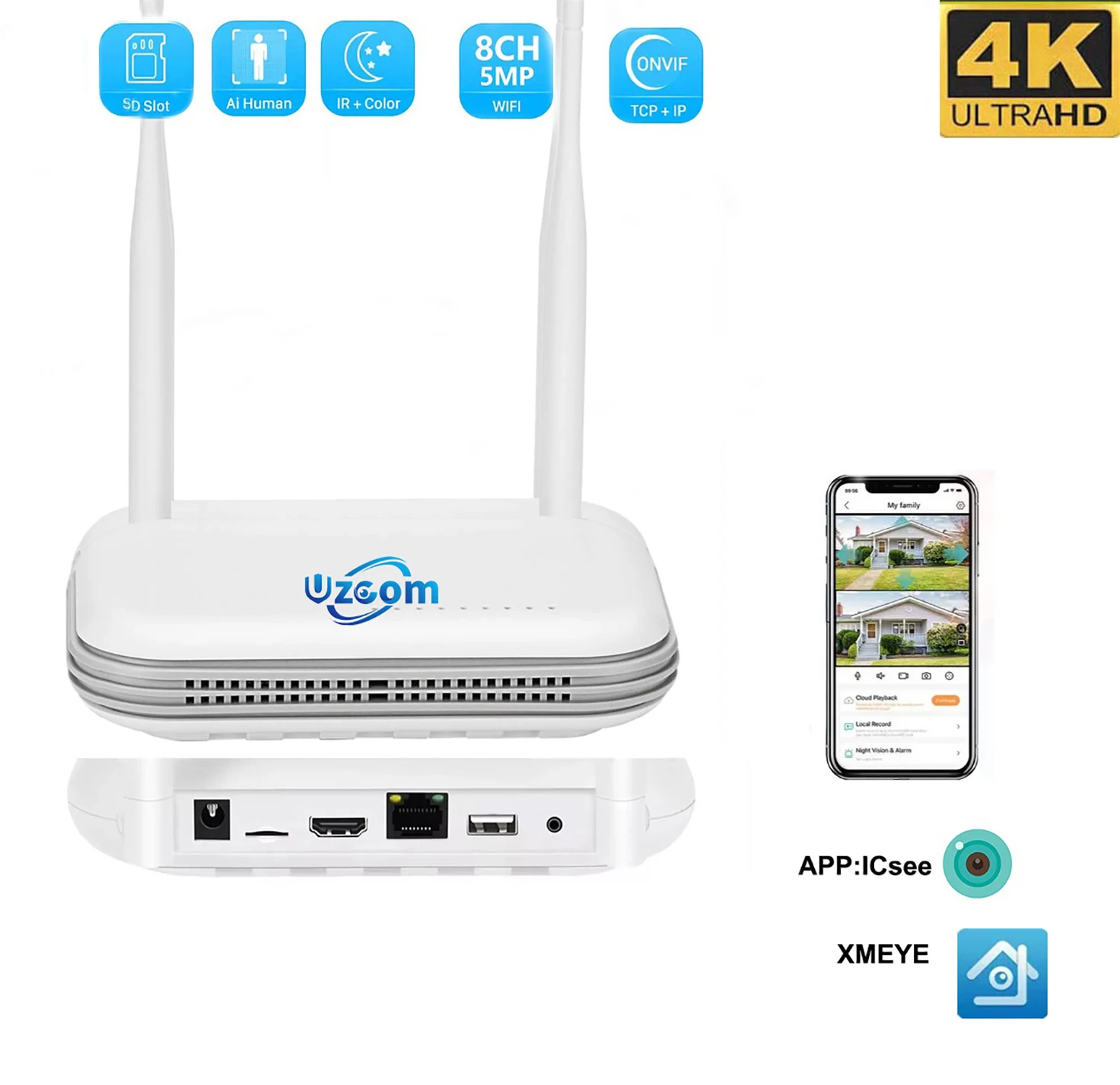 

Uzoom 3MP/6MP Outdoor Full HD Security WIFI IP Camera Icsee 2.5inch HDD Match For Wireless MINI 8CH NVR System Host