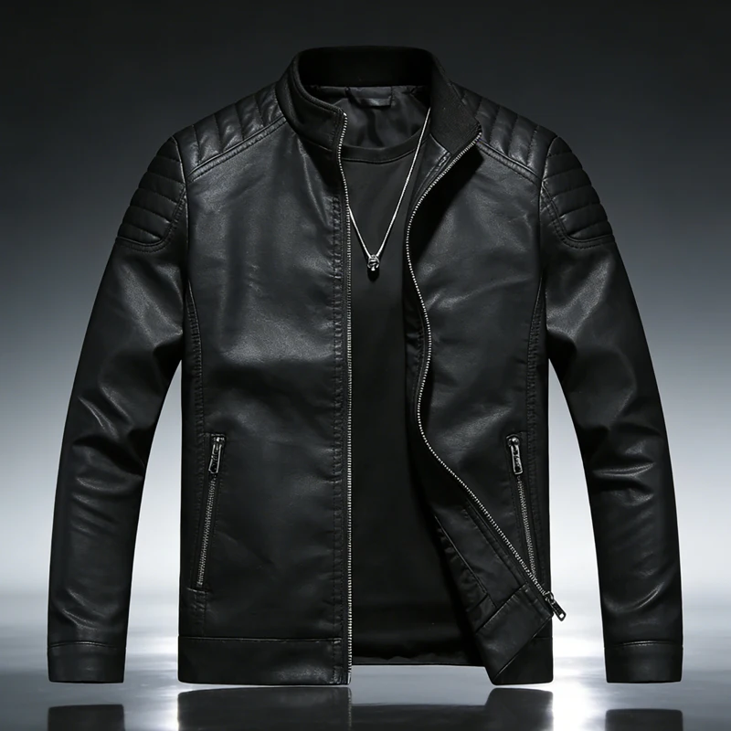 

Winter Leather Jacket Men Fleece Warm Causal Motorcycle Windbreaker PU Coats Multi-pocket Vintage Outwear Male Autumn Jackets