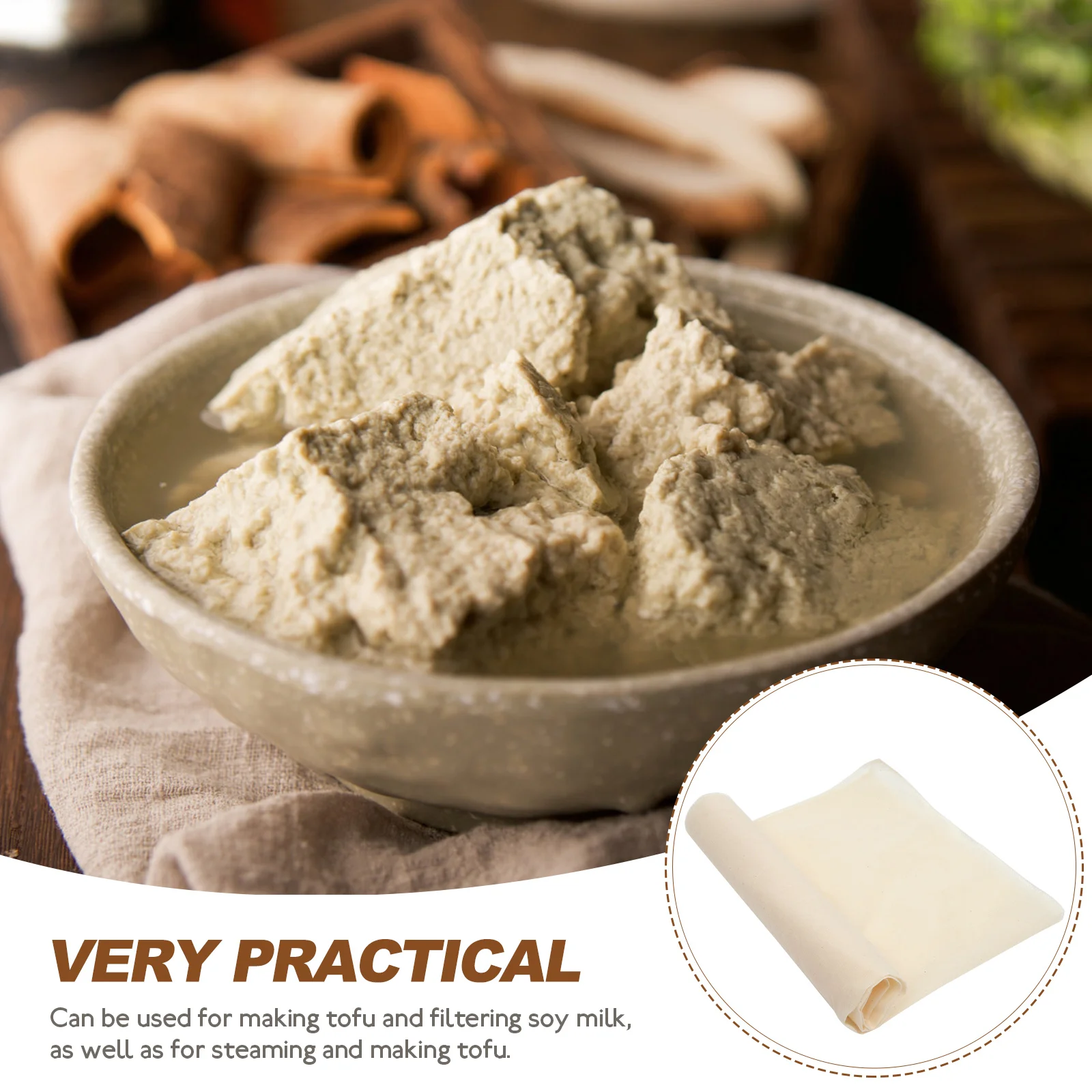 

4Pcs Tofu Cheesecloth For Kitchen Food Grade 60CM Square Soy Milk Filter Reusable Cheesecloth Strainer Kitchen Cloth Steam Cook