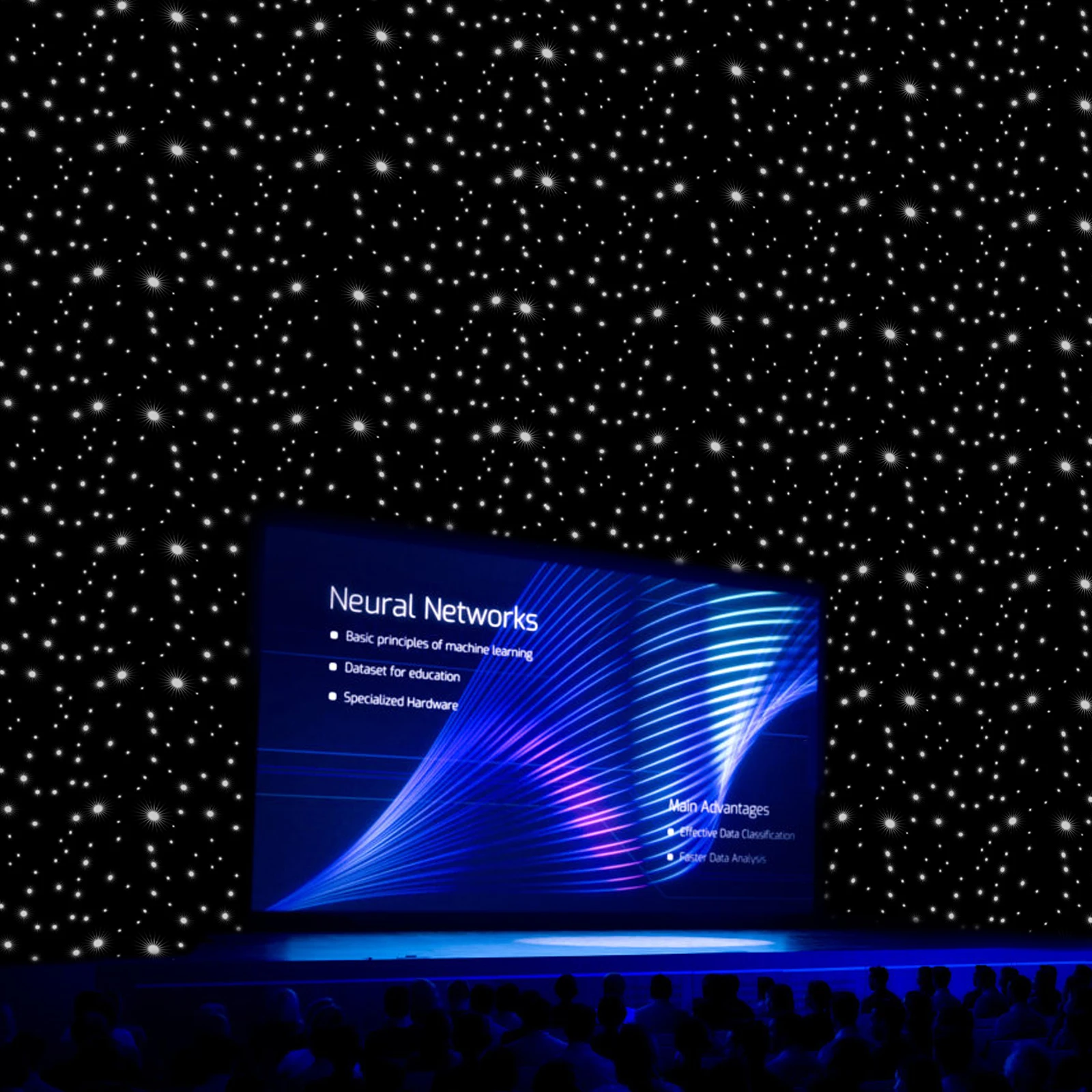 خلفية نجمة المرحلة LED سوداء (قابس قياسي أمريكي) - تثبيت LED لاصق تذوب بالحرارة وفتحات تبديد الحرارة، لحفلات الزفاف/الحفلات/المراحل #6