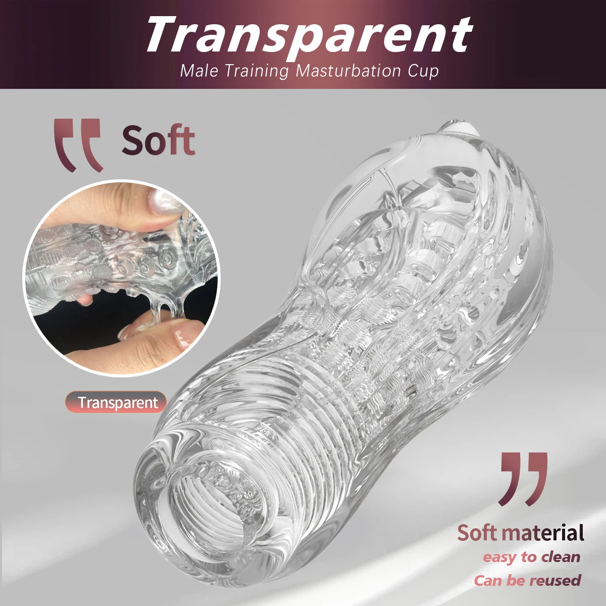 Male Masturbation Soft Rubber Transparent Vaginal Manual Penis Sports Cup Masturbator Adult Rooster Sex Toy Erotic Products view 5