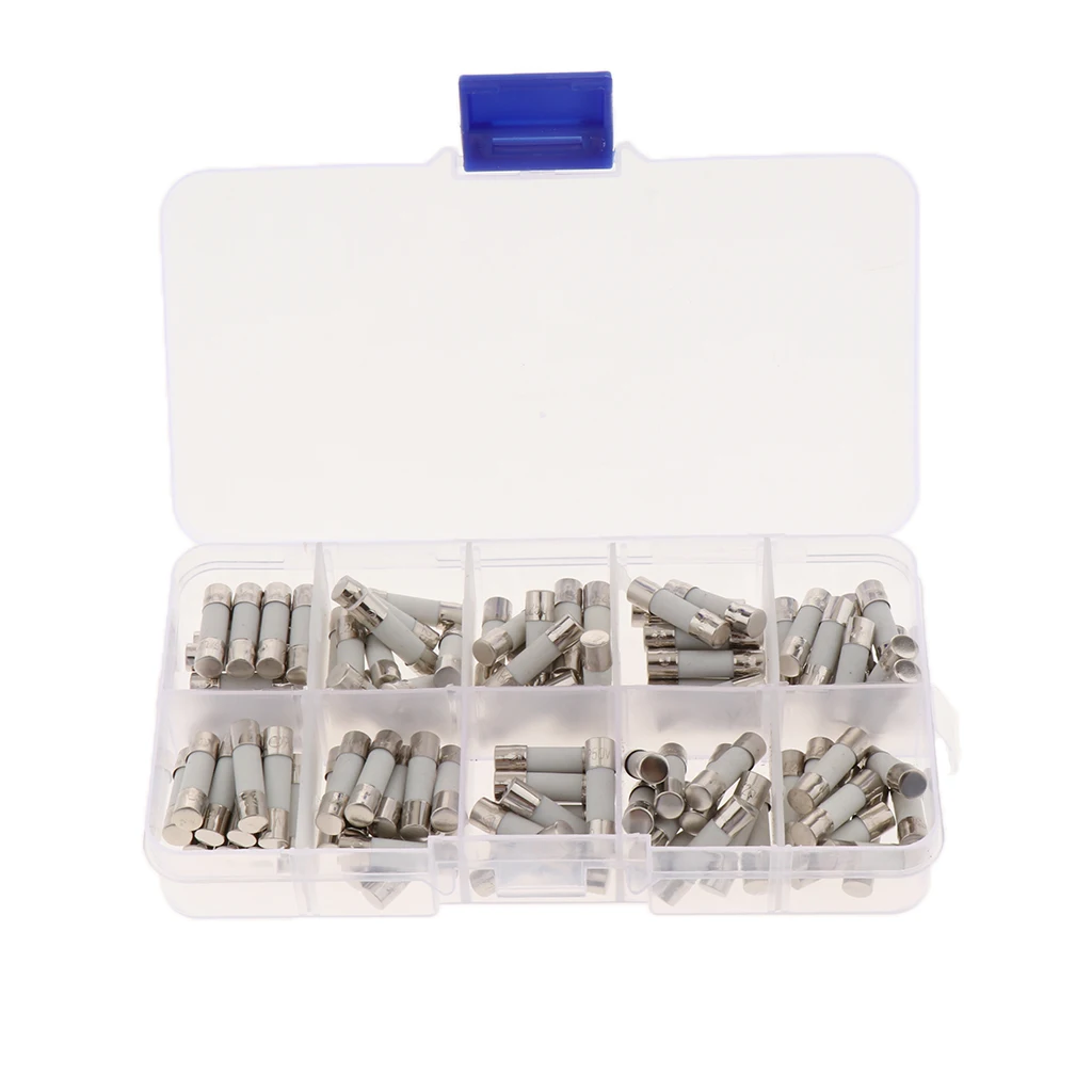 Fuses 100pcs Quick Blow Ceramic Tube 0.5A 1A 5A 6A 8A 10A 15A 20A 25A 30A