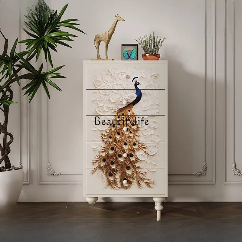 

yj32 L.American light luxury chest of drawers household bedroom solid wood storage modern simple chest of drawers