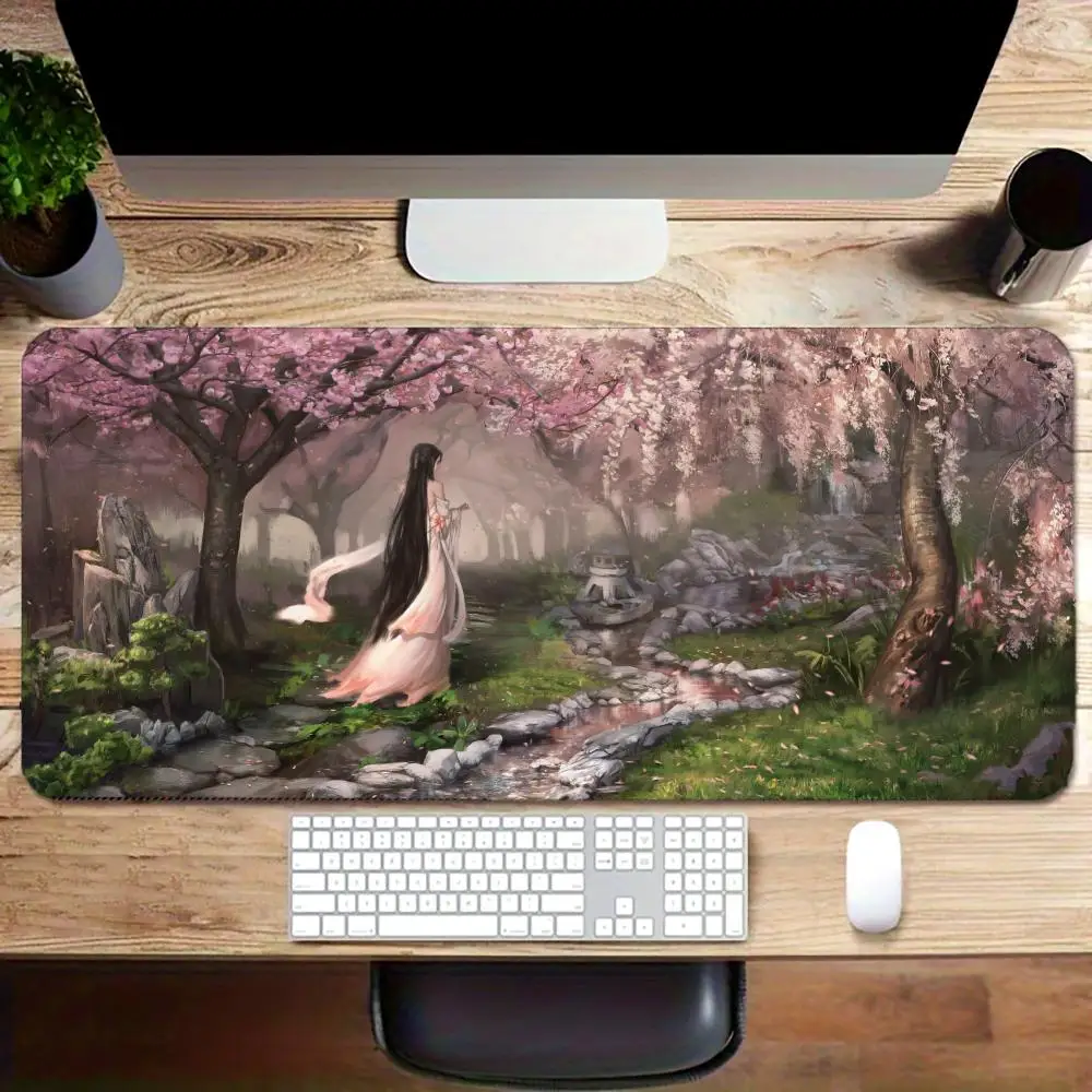 

Cherry Blossom Paradise Mouse Pad Large Rubber Anti-slip PC Desk Accessories Mousepad for Office & Gamer Keyboard Mats Decor Mat