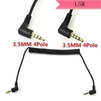 90 Degree Right Angle 3.5mm Male to Male Jack 3 & 4 Pole Extension Aux Audio Coiled Spiral Cable 1.5m/5ft