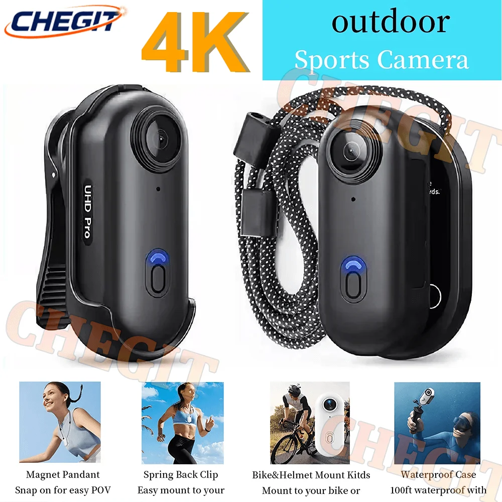 Mini Pocket Magnetic 4K POV Vlog Cam Portable Body Chest Recorder Wireless WiFi Waterproof Action Camera Helmet Bicycle Sports