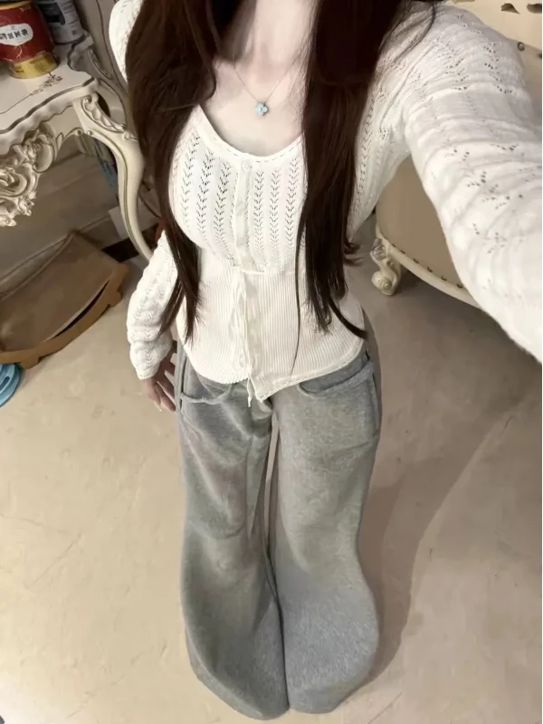 

Женский вязаный свитер больших размеров с квадратным вырезом и длинными рукавами, повседневный, модный, универсальный, осенняя новинка, топ для коррекции фигуры