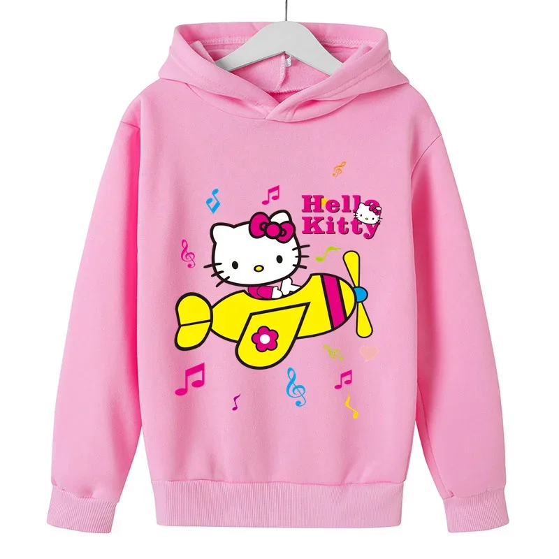 Spring and Autumn 2023 Hello Kitty Hoodie Anime Hello Kitty Hoodie Sweatshirt Kids Coat Baby Boys Girls Clothing