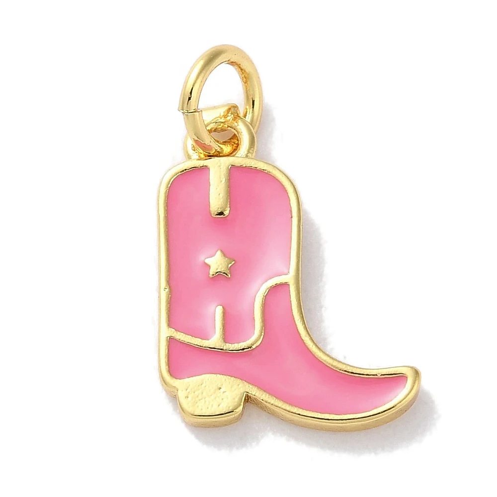 1 Pc Cowboy Charm Rack Plated Brass Enamel Charm with Jump Ring Long-Lasting Plated Real 18K Gold Plated for Necklace Bracelet