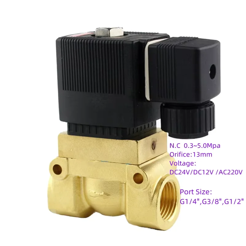 50bar High Pressure High Temperature Solenoid Valve 1/4 3/8 1/2 Bsp 24v Dc Ac220v Orifice 8/10/12mm Nc 5404-04 Pilot Brass Valve