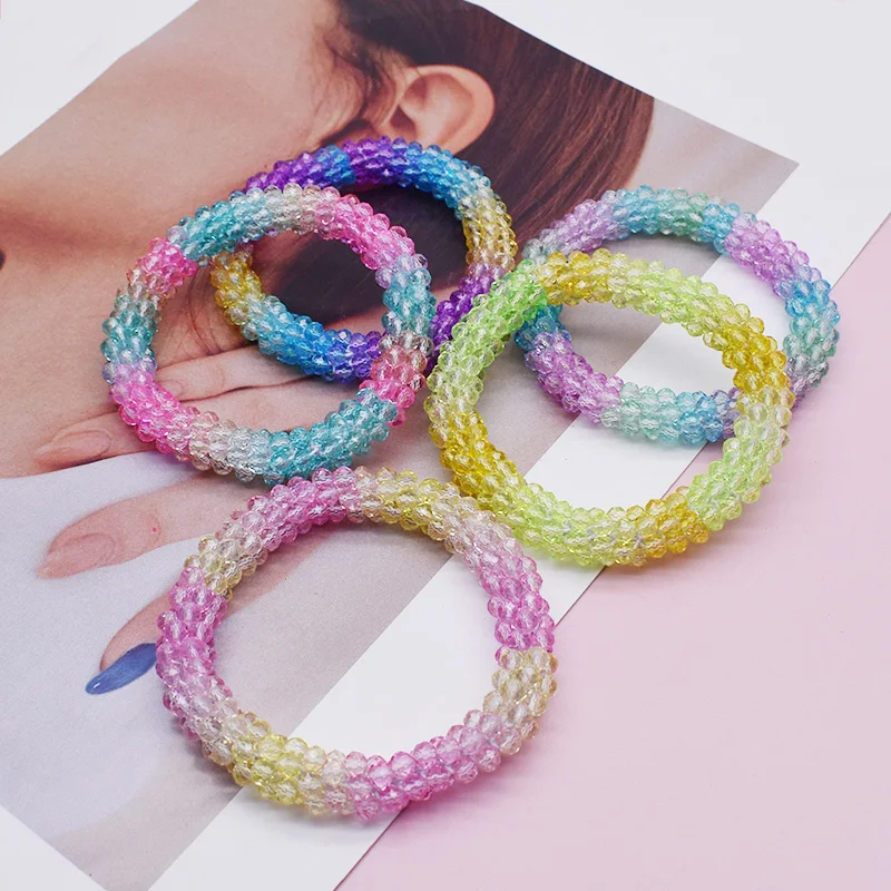 التدرج اللون العصرية حبة سوار مطاطا اليدوية ستراند أساور للنساء هدية جديدة الشعر التبعي الزجاج الخرز سوار