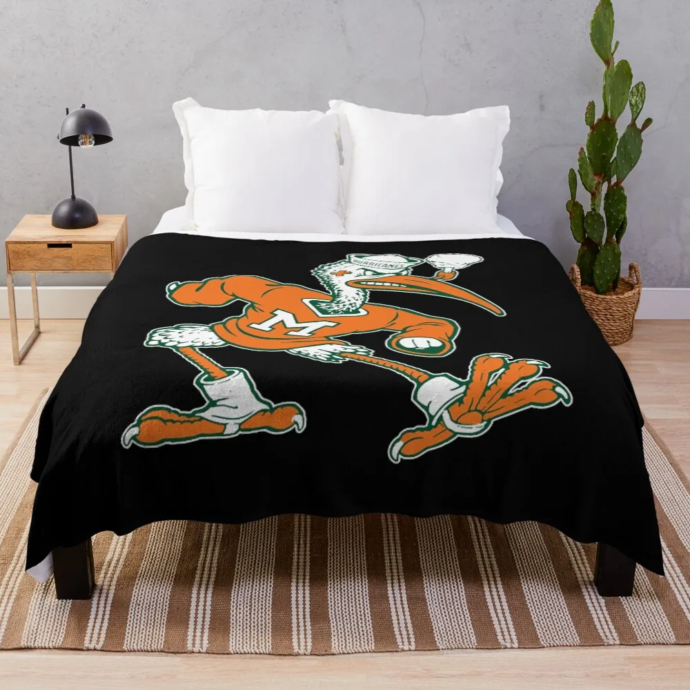 

Vintage Sebastian Mascot of Univ. of Miami Mascot T-Shirt Throw Blanket