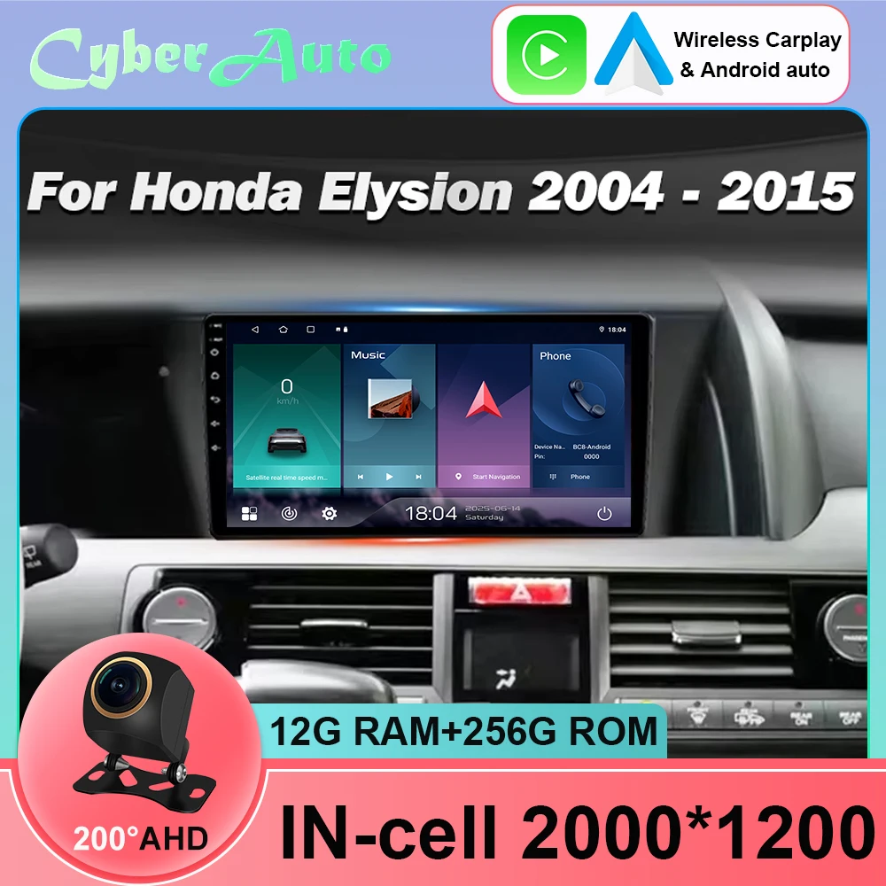 Car Radio Android 15 For Honda Elysion 2004 - 2014 2015 GPS NAVI Multimedia Stereo Video Player Head Unit Carplay Auto QLED 2DIN