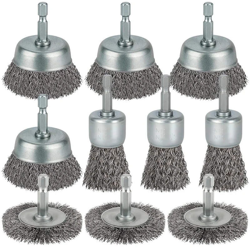 

ABKY-10 Pcs Wire Brush For Drill, 1/4 Inch Hex Shank, Wire Cup Brush Drill Bit For Cleaning Rust, Stripping And Abrasive