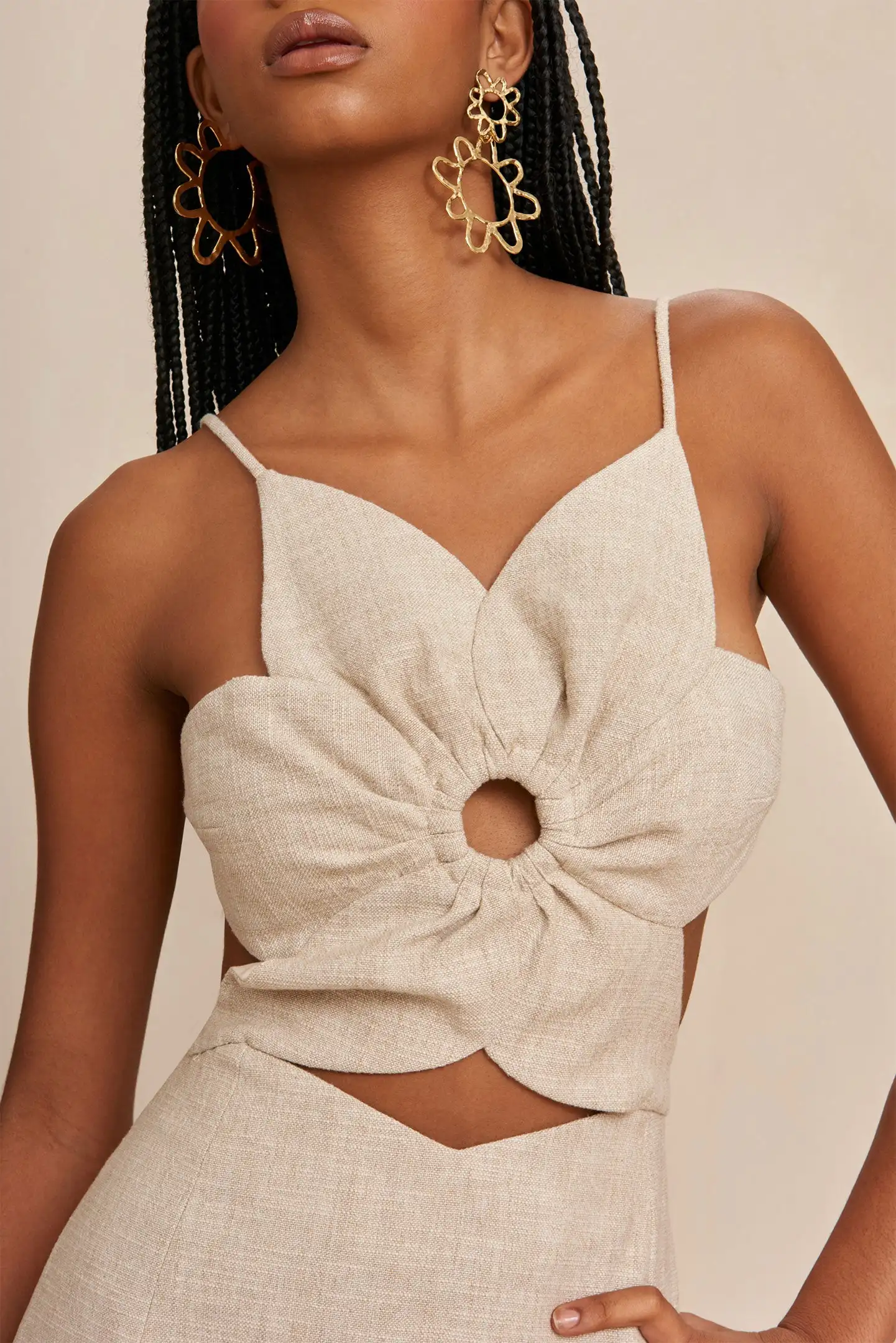 Solid Color Backless Skirt Big Flower Swimsuit Design Jumpsuit Beach Suit Fashionable New Hot Selling Women\'S Clothing Trend