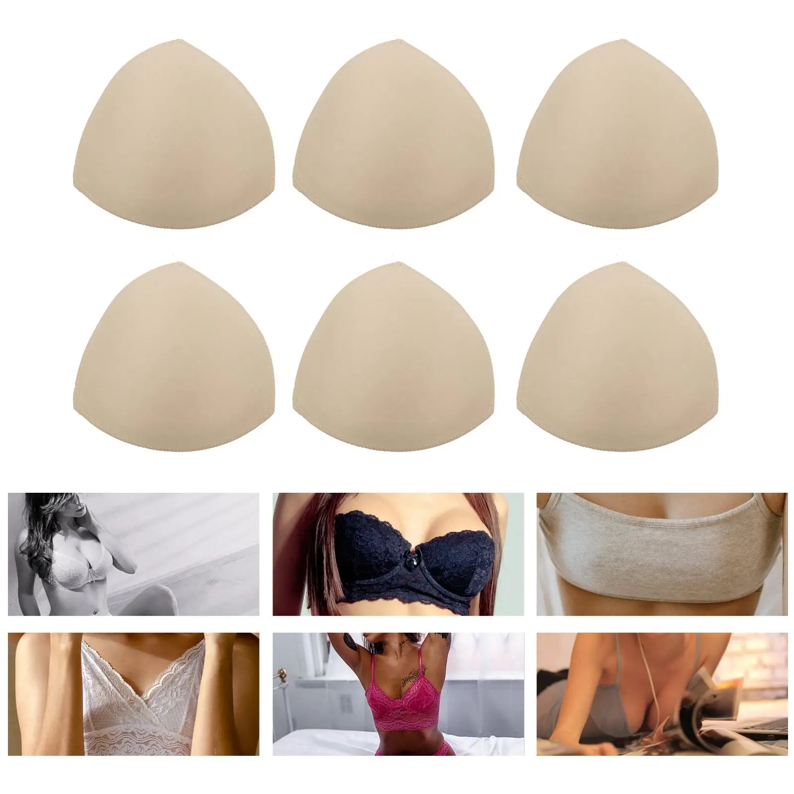 3 Pairs Swimsuit Breast Pad Inserts Bra Padded Bikini Liners for Push Up Pads Sponge Belt