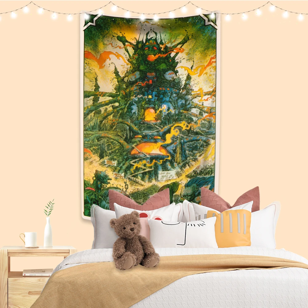 

Anime Scifi Art Tapestry Psychedelic Illustration Printed Bedroom Or Dorm Decoration Wall Hanging Covering Carpets Sofa Blanket