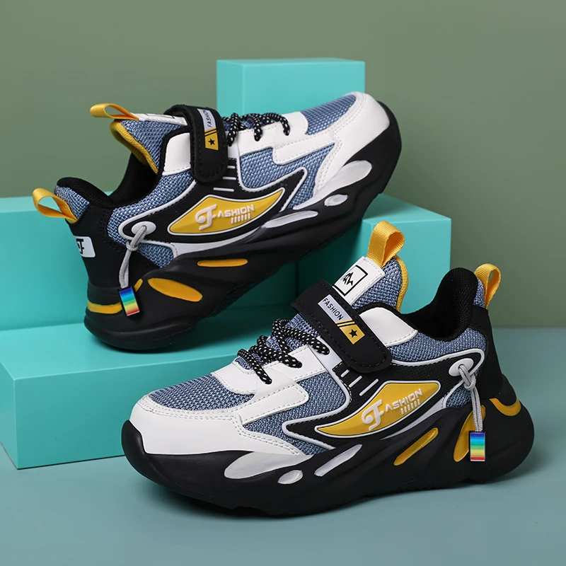 Zapatillas de deporte de malla transpirable para niños, zapatos deportivos para correr, planos e informales, talla grande 40, 2024