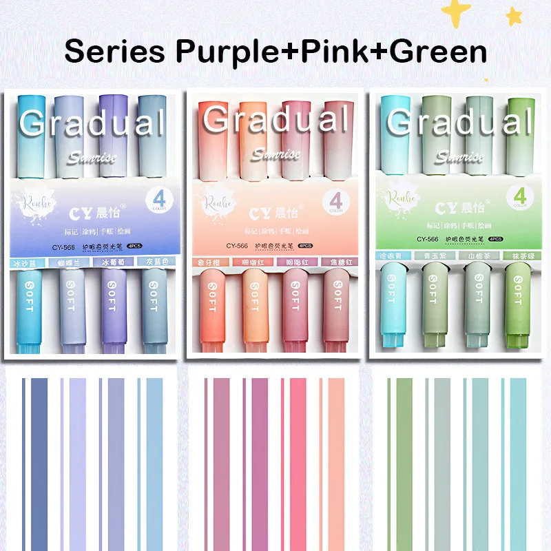 12/4 PCS Highlighter Pen Kawaii Multifunctional Color Markers Graffiti Painting Liner Pen Students School Supplies Stationery
