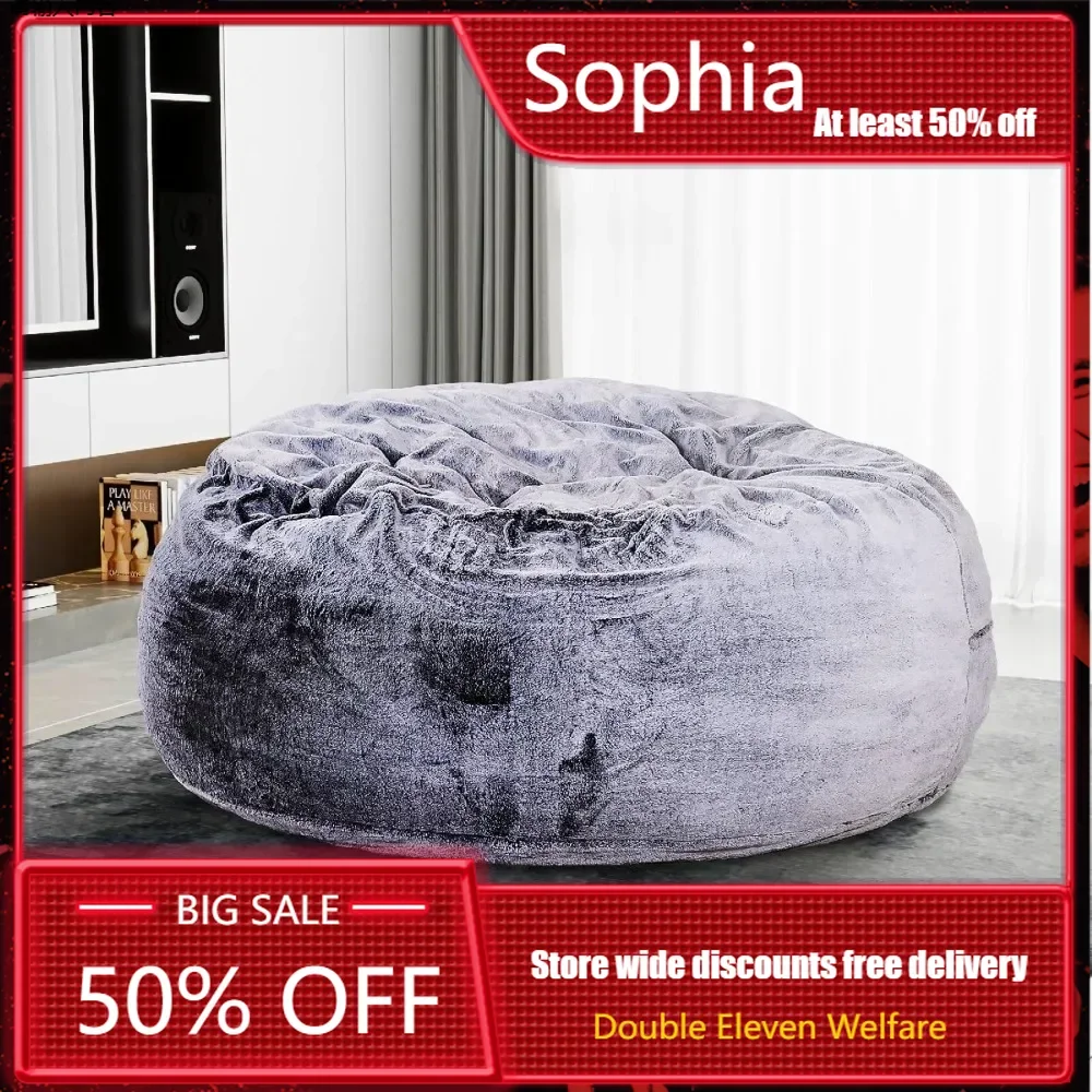 

Classic Storage Beanbag Chair 5ft Soft Premium Faux Fur Memory Foam Slacker Bed Living Room Lounge Chair Comfortable Furniture