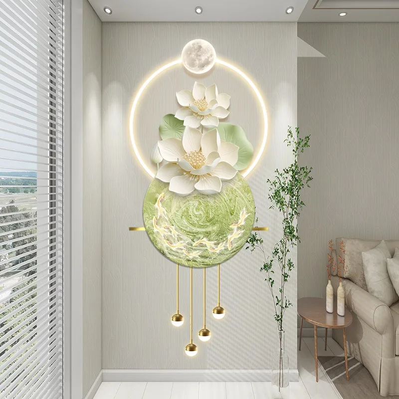 Luxury-modern new entrance wall-mounted LED mural lamp with detailed engraving and lighting effect, hallway and staircase mural
