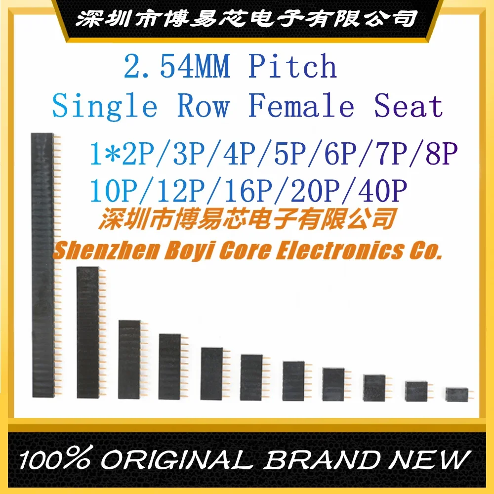 

2.54MM Pitch Female Row Single Row Female Pin Socket 1*2P/3P/4P/5P/6P/7P/8P/10P/12P/16P/20P/40P