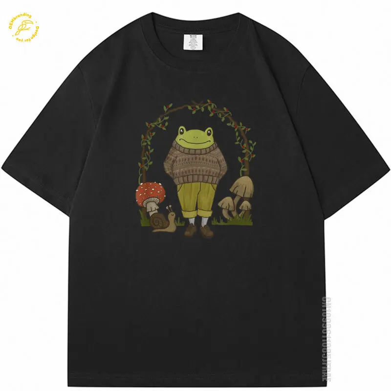 

Goblincore Aesthetic Frog Mushroom Cottagecore Dark Academia 2025 Hot Tee Oversized T-Shirt Brasil Y2K Man Printed Shirt