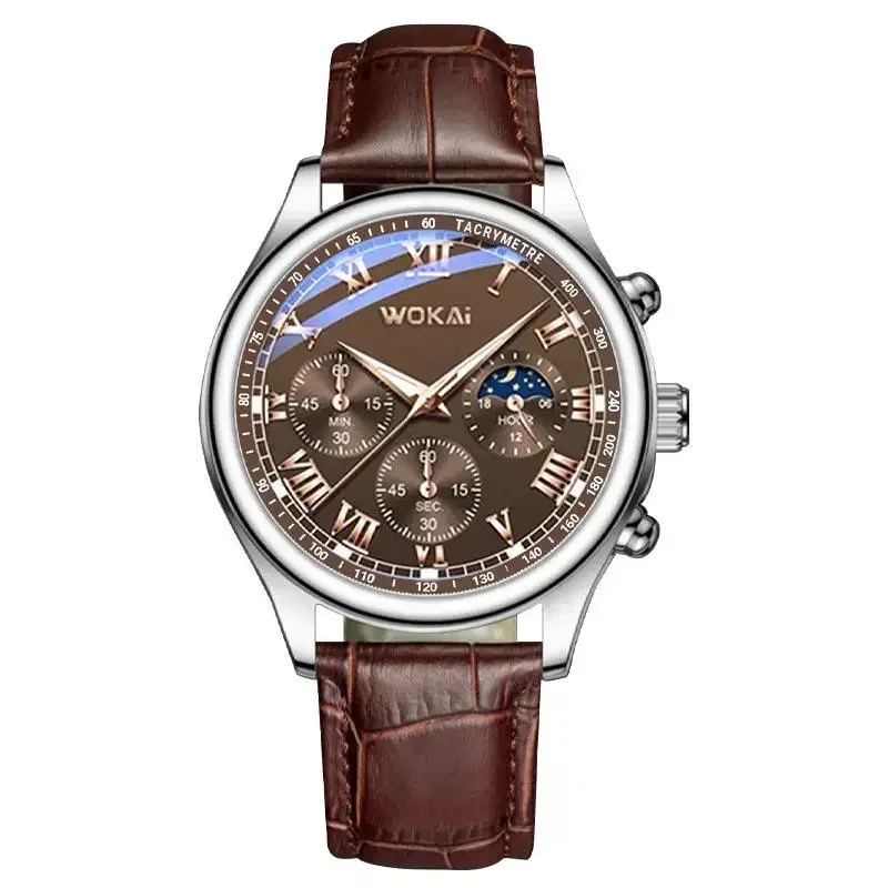 Hot Sales Brown Leather Watch for Men Casual Business Men\'s  Wristwatches Fashion Quartz Clock Reloj Hombre Relogios Masculino