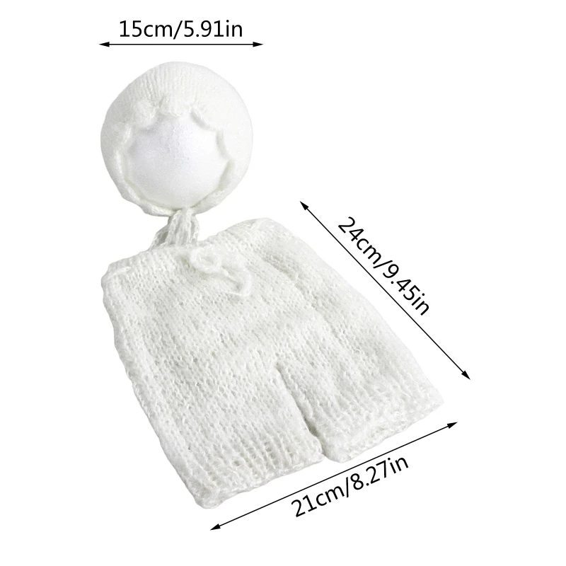 

97BE Baby Photography Props Newborns Photo Clothes Photography Costume Clothing Knitted Pants Hat Outfit for Toddlers