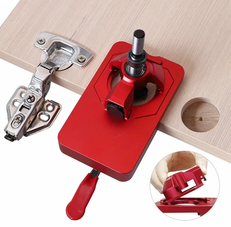 Adjustable Side Clearance Woodworking Hinge Punch Jig Door Mount Locator Fit Closet Kitchen Cabinet Hardware Installation Work