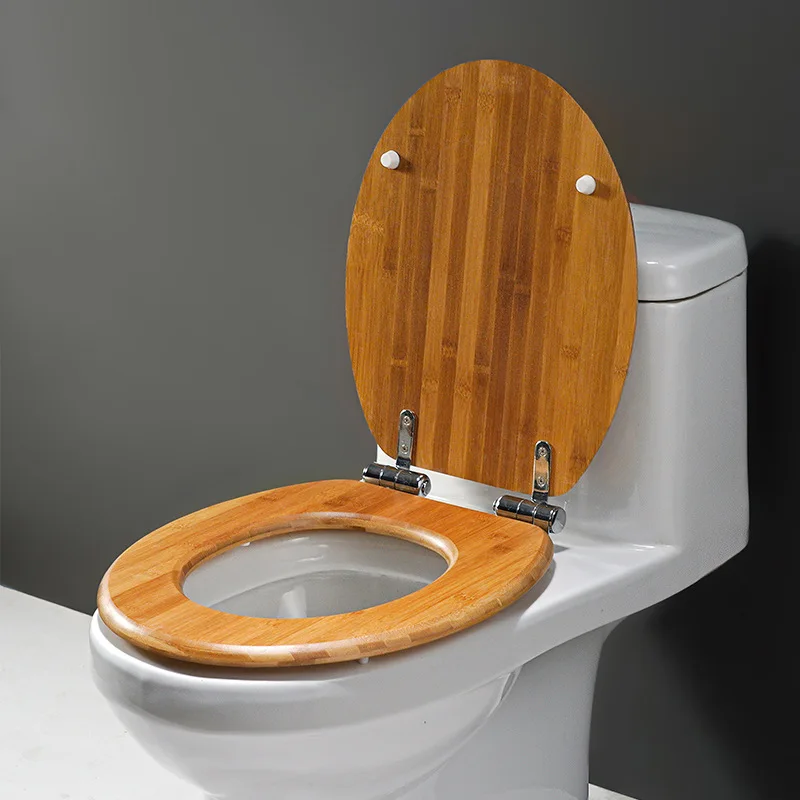 Universal Quick Release Cushioning and Silent Toilet Lid, Household Thickened Toilet, Wooden Solid Wood, Old Style Toilet Ring