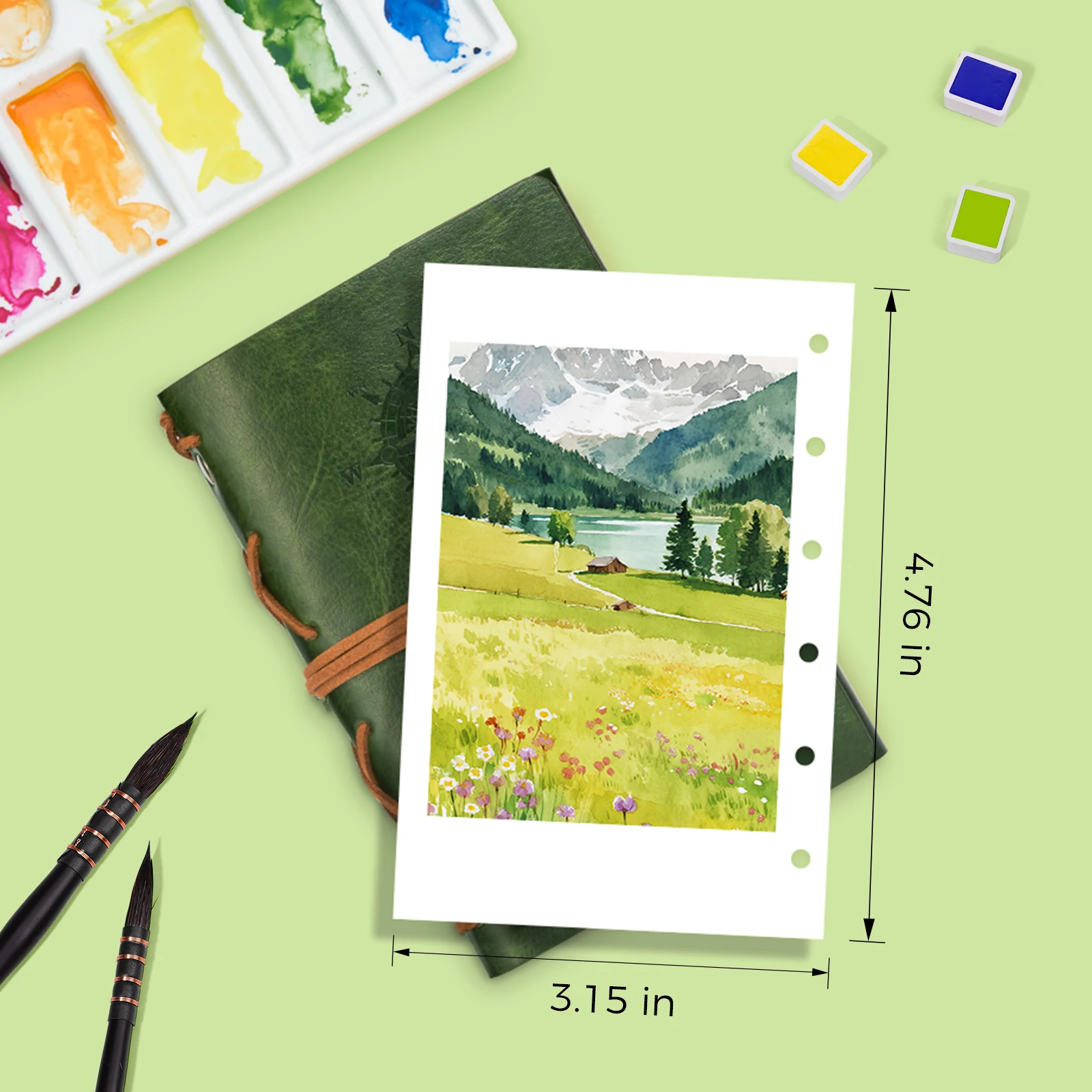 Lightwish Watercolor Journal, 2 Pack 30 Sheets, 100% Cotton 300gsm, Acid-Free Travel Sketchbook for Artists 3.15