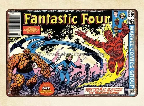 Vintage-Heimdekoration, fantastisches Blechschild mit Comics aus den 1980er Jahren