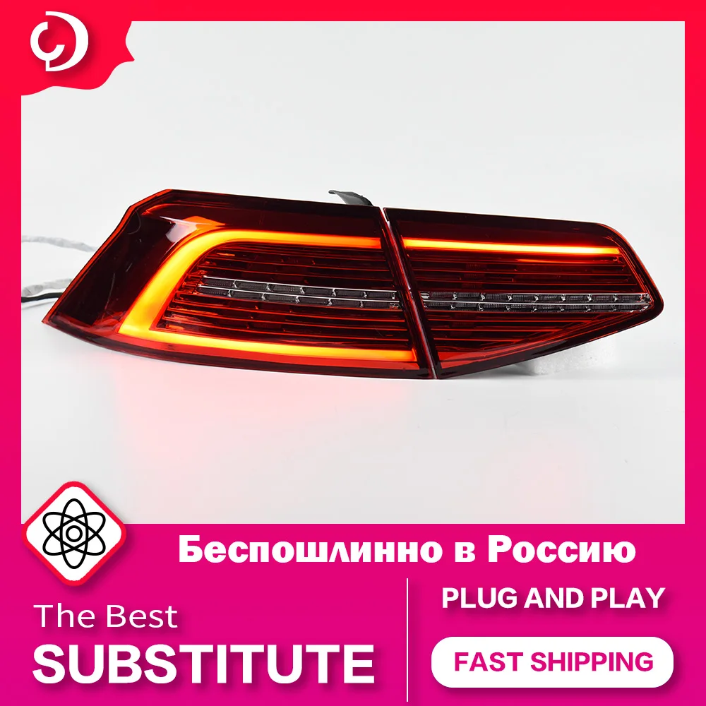 Akd estilo do carro luzes traseiras para vw passat b8 2017-2019 novo passat led luz da cauda drl sinal de volta freio reverso traseiro