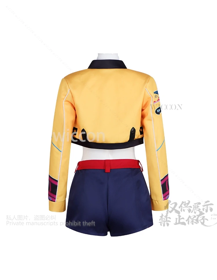 Rumi Kpop Girl Group Cosplay Anime Movie Demon Singing Costume Yellow Punk Y2K Coat Short Pants Long Wigs Halloween Party Cos