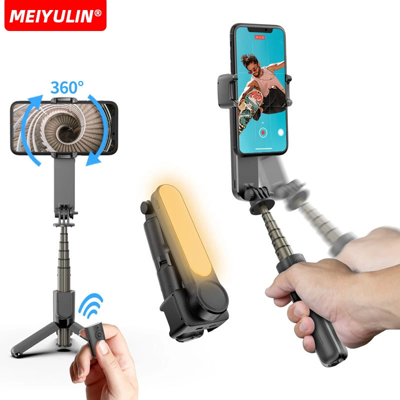 Handheld Gimbal Stabilizer Selfie Stick Bluetooth Mobile Phone Holder Tripod Adjustable Fill Light For IPhone Xiaomi Smartphone