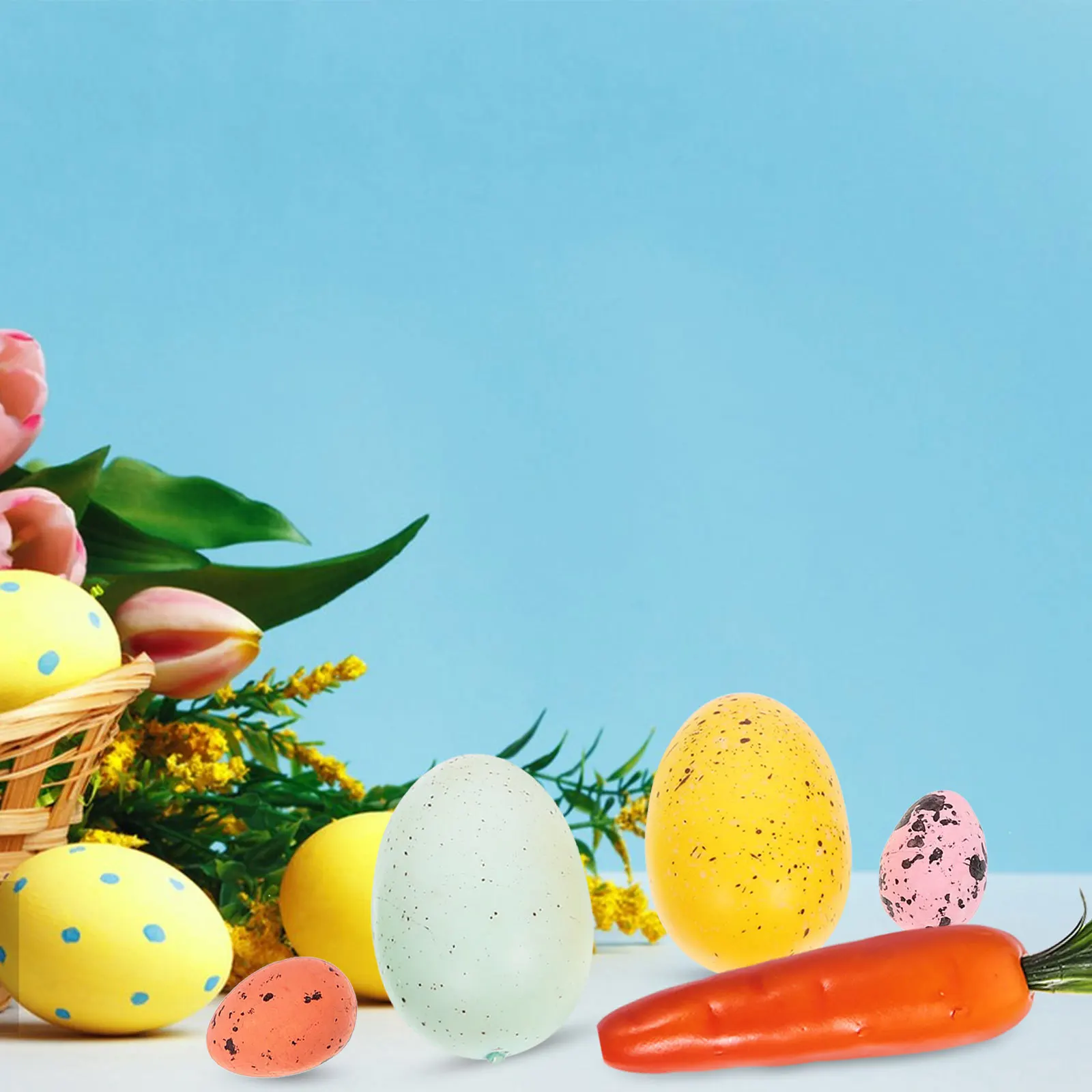 

1 set Easter Egg Decorations Foams Eggs Carrots Set Party Favors Diy Crafts Holiday Decor Simulation Egg Ornament Easter Scene