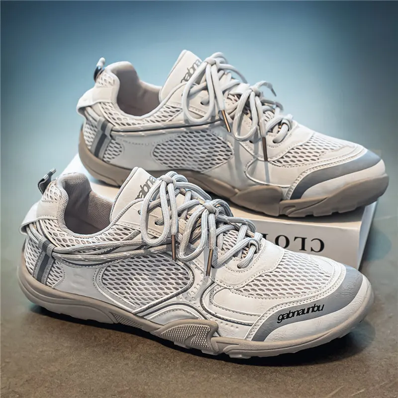Minimal Basic Men Walking Trainers Air Permeable Mesh Wearproof Rubber Base Comfort Daily Commute Athletic Shoes for Young Men