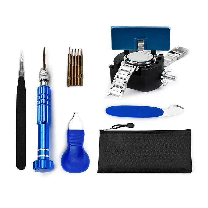 Kit di strumenti per il cambio della batteria dell'orologio da 12 pezzi per aprire gli orologi kit di strumenti per orologiaio professionale per l'apertura della cassa dell'orologio per la riparazione dell'orologio