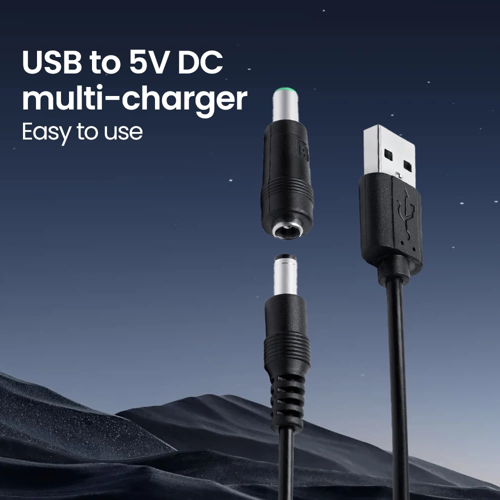 USB To DC Power Boost Cable USB to 5.5×2.1mm DC Connector 5VJack Power Adapter Suitable for Wifi Router Modem Fan Speaker Camera