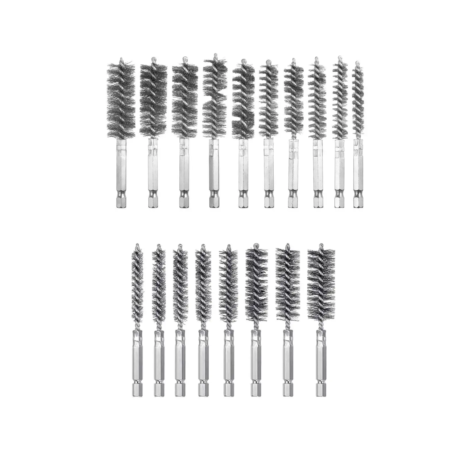 Pipe Cleaning Brush Set Silver 1/4 inch Hex Shank Tube Brushes for Drinking Straws Tubes Auto Parts Drill Hole Cleaning Bottles