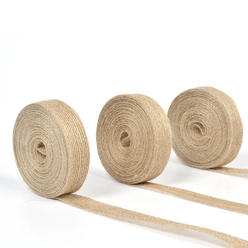 

3 pcs 2Cm 10 Meters Burlap Ribbon Natural Jute Fabric Roll Durable Hessian Ribbon For Diy Crafts Wedding Home Party Decoration