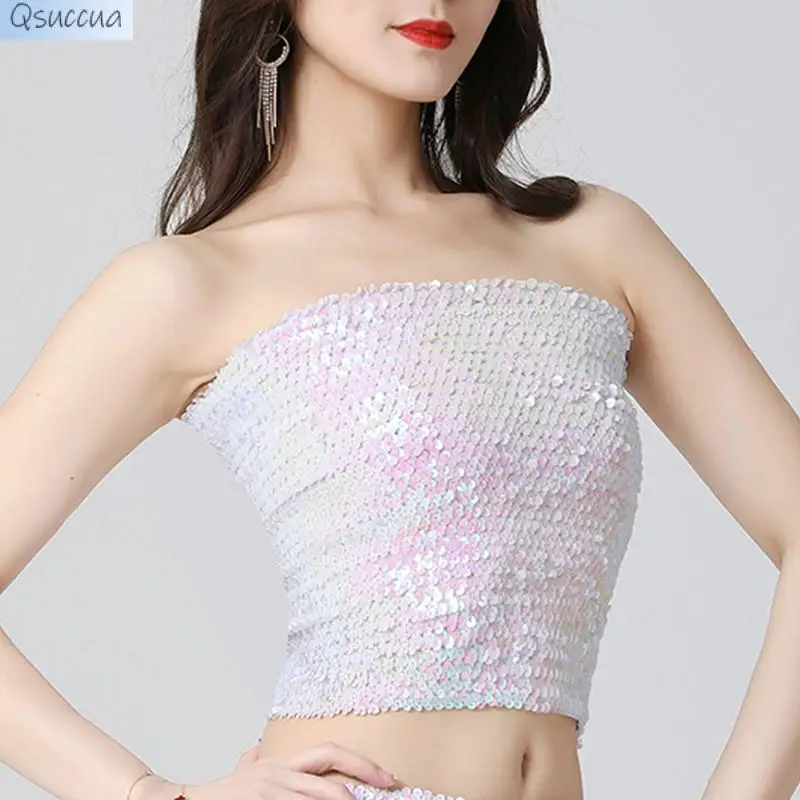 

European And American Sequined Tops Costumes Stage Costumes Nightclubs High-Elastic Tube Tops Chest Wraps