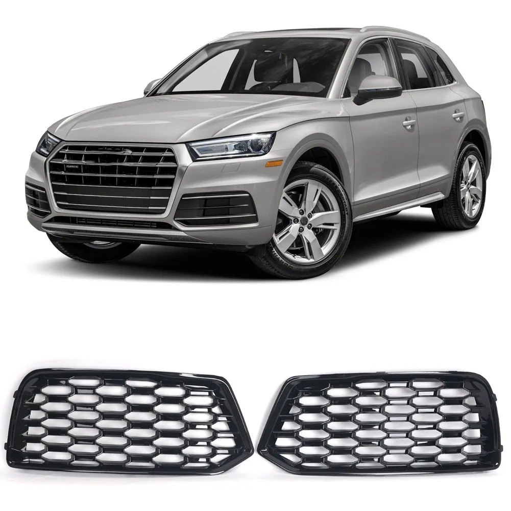 

1Pair Car Front Bumper Lower Grille Grill Fog Lamp Frame Bezel Insert Honeycomb Through-hole Compatible For Q5 2018 -2020